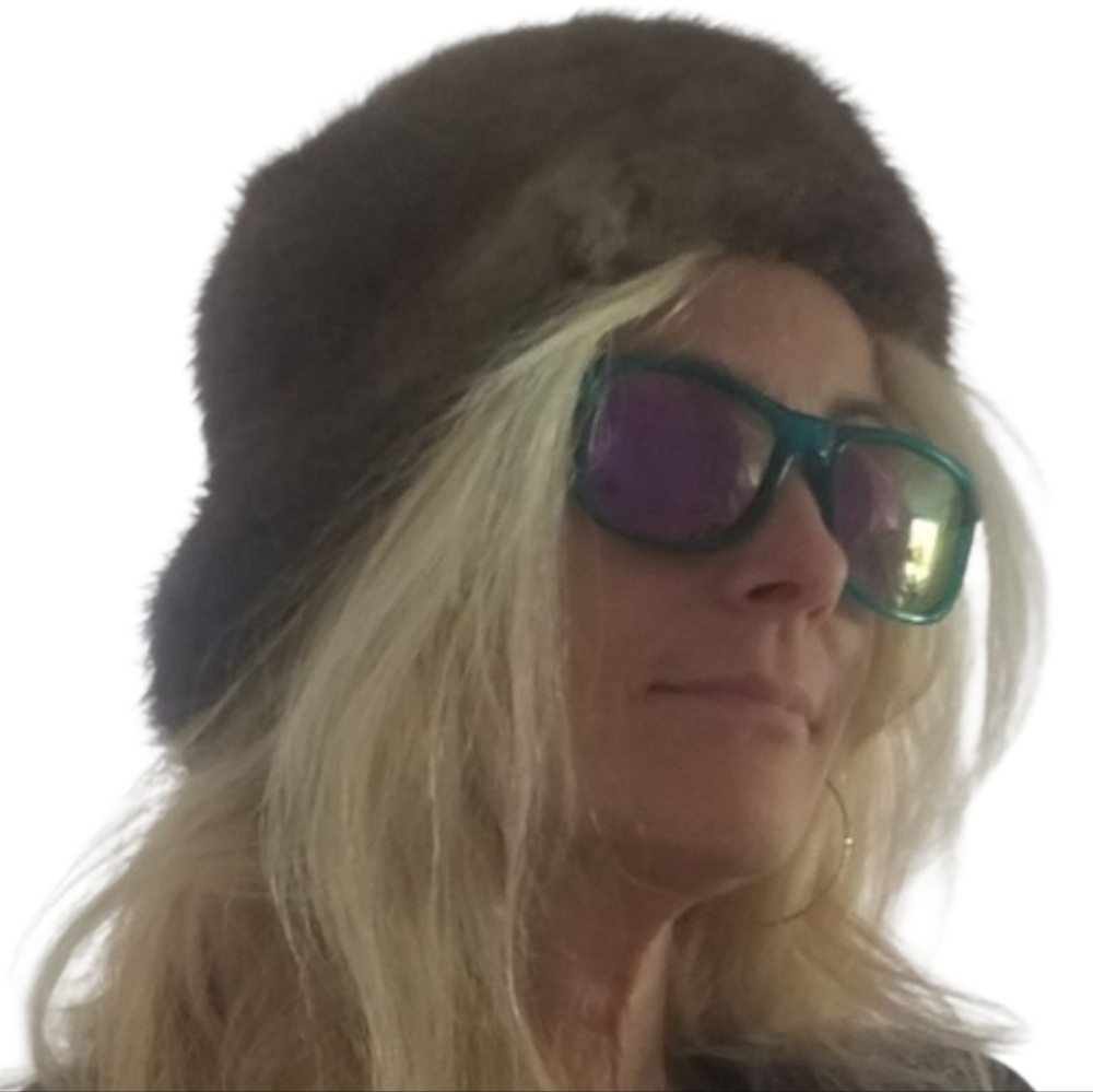 Real Mink Fur Cap Brimmed Vintage Hat